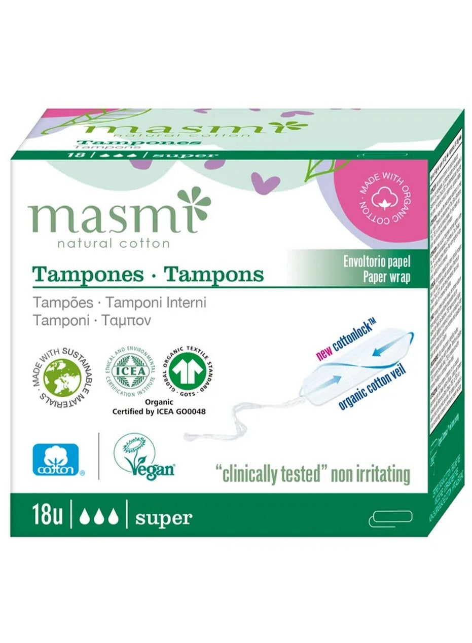 applicator cotton, applicator cotton tampons, cotton, cotton tampons, hypoallergenic, masmi, non applicator, non applicator cotton, organic cotton, organic super, organic super non, sensitive skin, super non, super non applicator, vegan