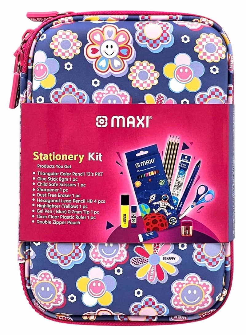 Maxi Double Zipper Stationery Kit Assorted