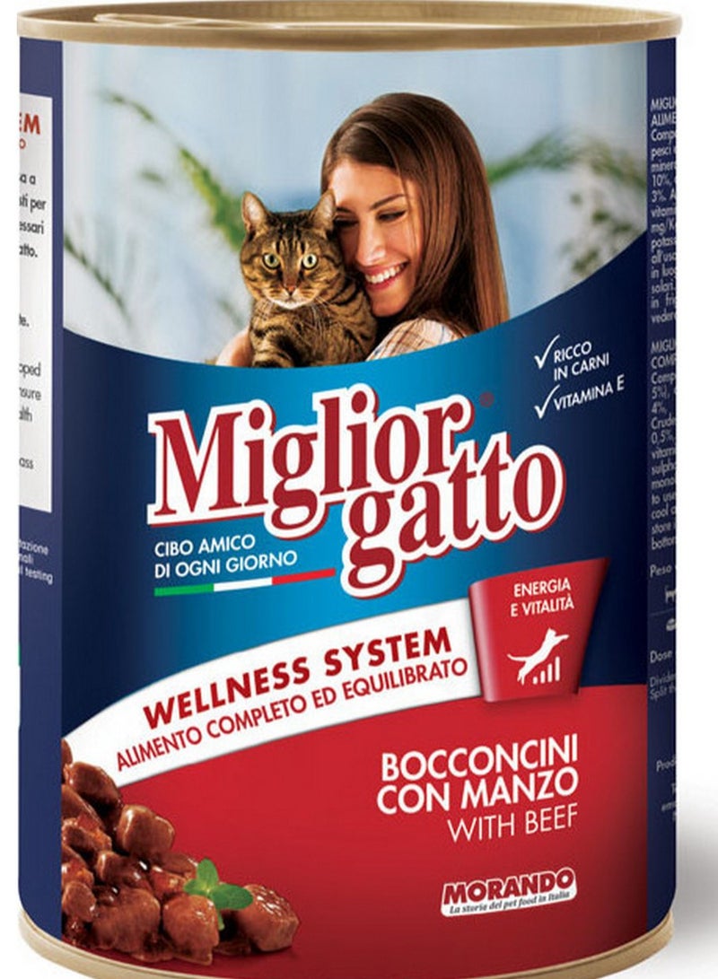 Miglior Gatto Chunks With Beef Cat Wet Food 405G