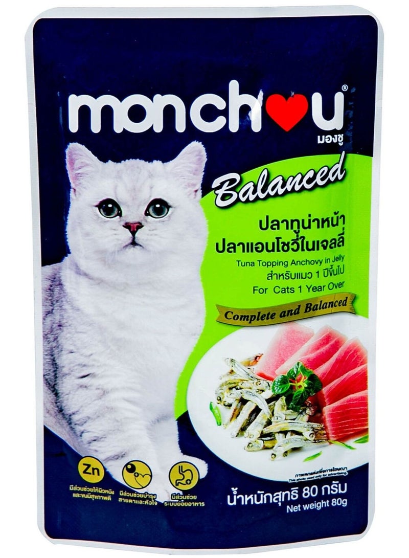 Monchou Tuna Topping Anchovy Jelly Cat Food 80g