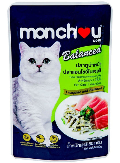 Monchou Tuna Topping Anchovy Jelly Cat Food 80g