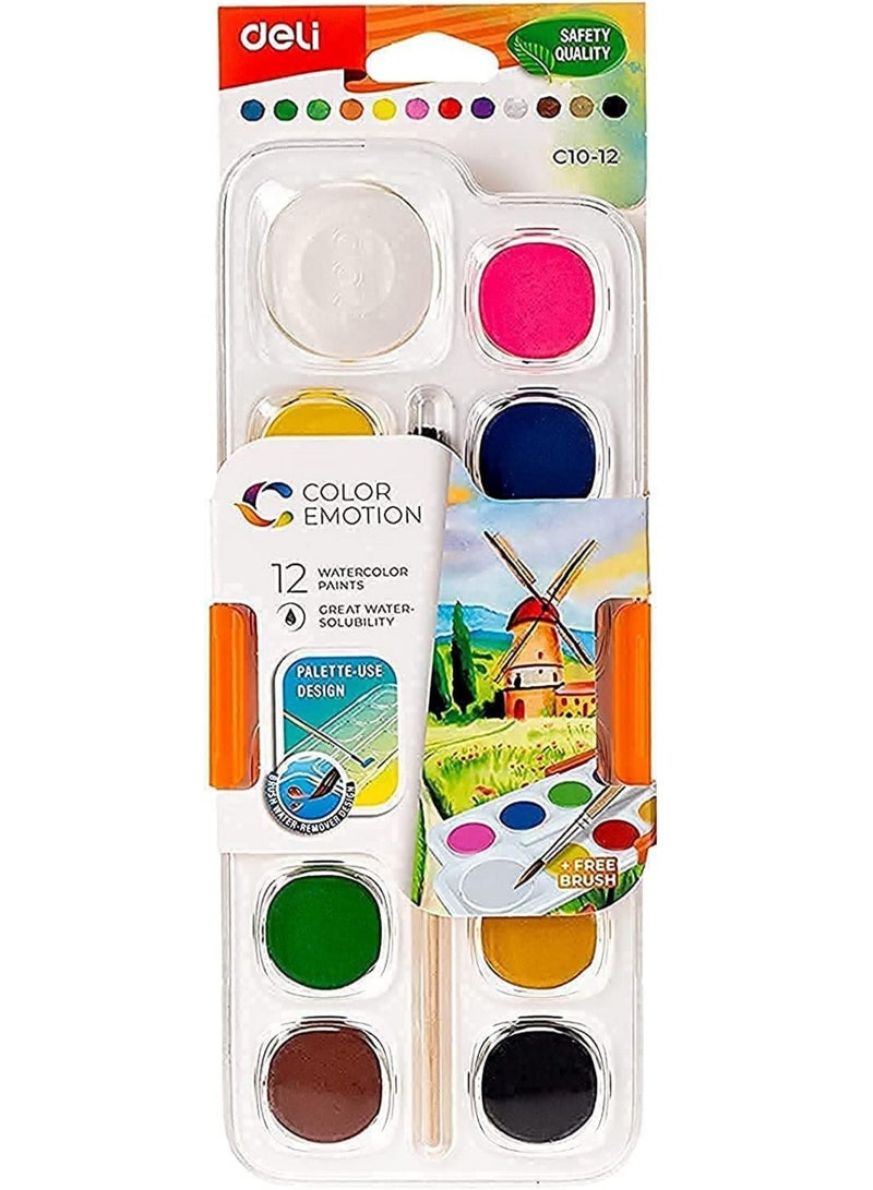 Deli Colour Emotion Water 12 Colour Paint