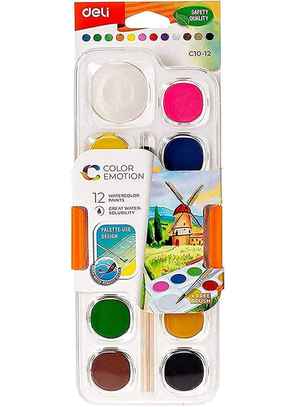 Deli Colour Emotion Water 12 Colour Paint