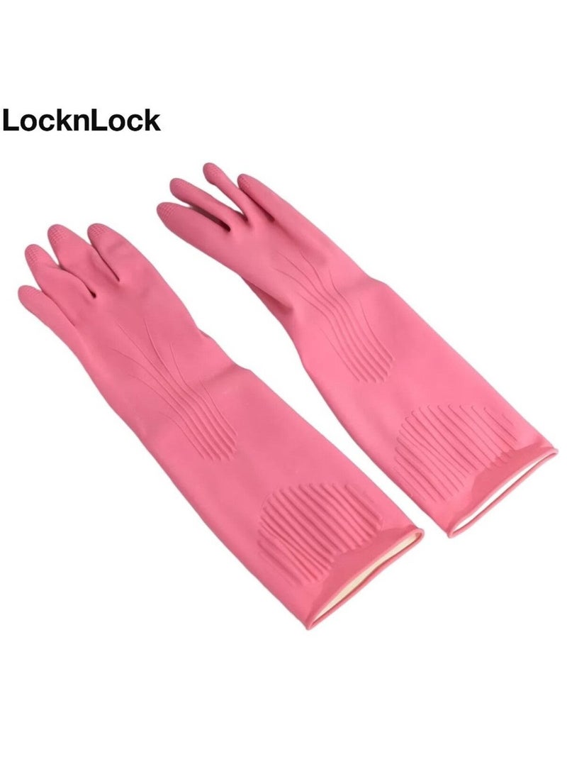 LocknLock Pink Rubber Gloves 39 cm Large