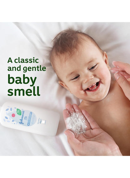 baby powder, cool dry, dry place, every bath, eyes keep, feel soft, hand away, hypoallergenic, johnson s, onto baby, sensitive skin, skin close, skin dry, soft fresh, want skin