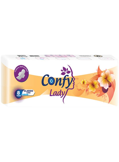 Confy Lady Classic Long 8 Pads - Premium Comfort