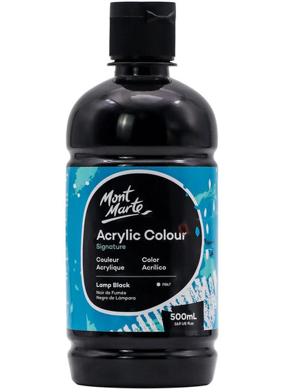 Mont Marte Lamp Black Acrylic Paint 500ml