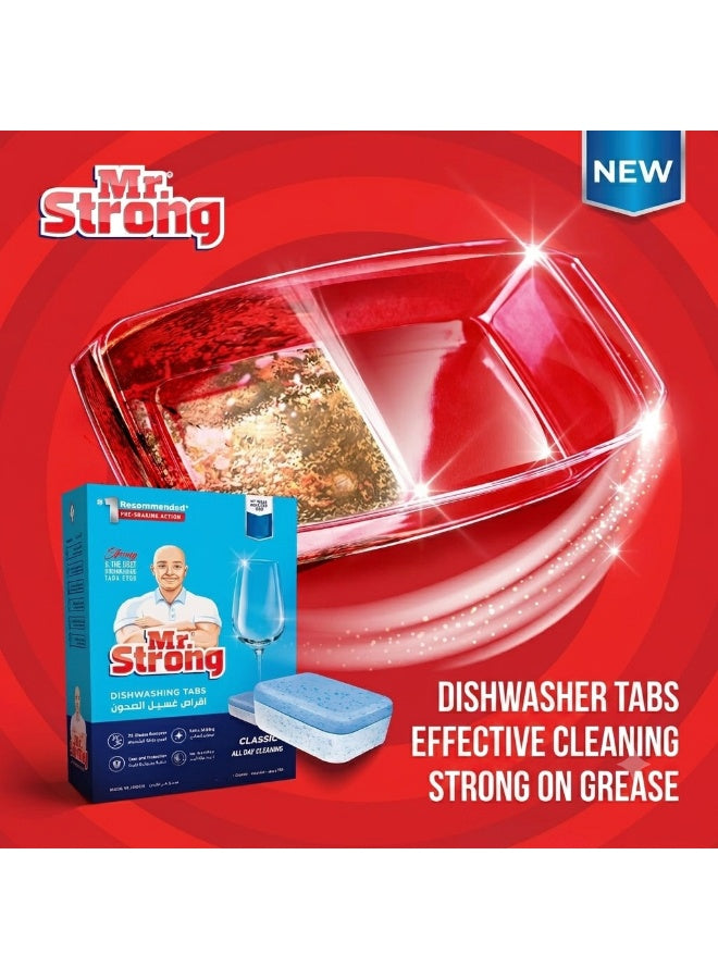 cool dry, cups mugs, dishwasher tablets, dishwashing tablets, dishwashing tablets classic, dry hands, dry place, load key, mr strong, note keep, per wash, place one, rinse aid, stain removal, tablets classic