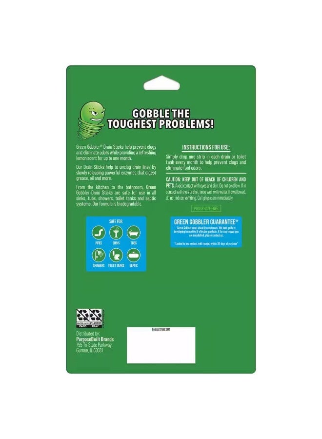 Lemon Scent Drain Cleaning Sticks - Green Gobbler
