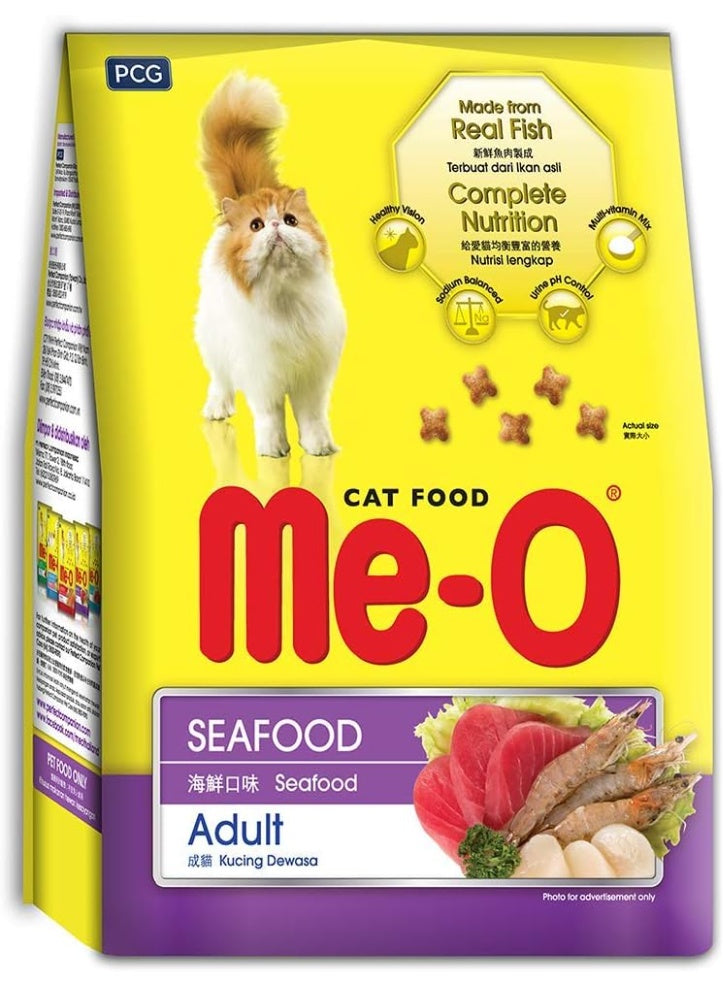 2kg food, 2kg give, adult cat, adult cat seafood, cat food, cat seafood, cats love, cool dry, dry cat, dry place, every day, food type, me-o, me-o adult, type dry