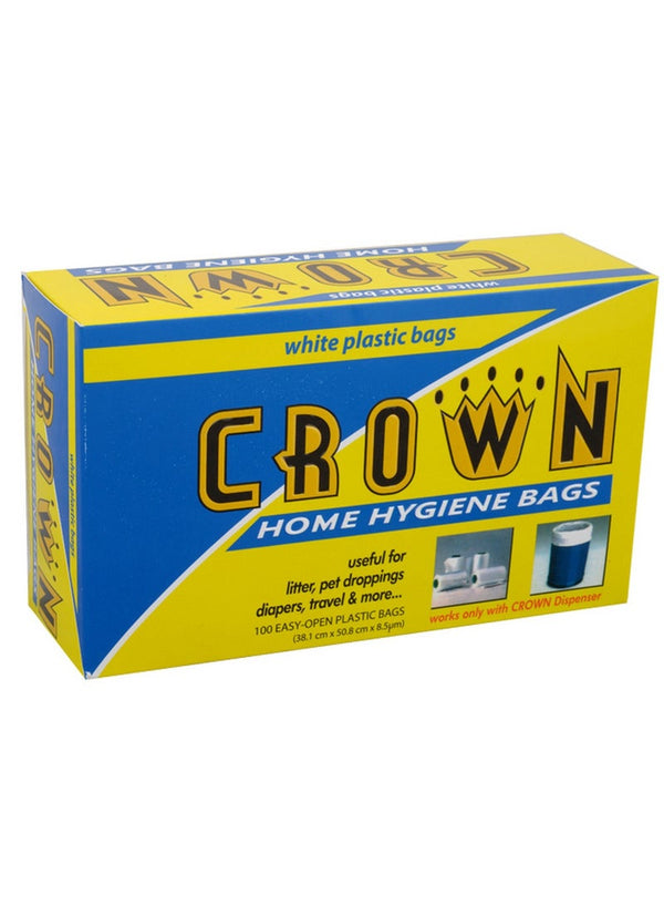 Crown Toilet White Plastic Bags Pack of 100