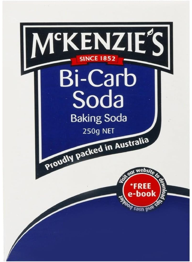 baking soda, baking soda 250g, bins drains, carb baking, carb baking soda, cleans dirty, ease removes, food pet, grease dirt, laundry care, mckenzie s, remove tough, removes food, soda 250g, tough stains