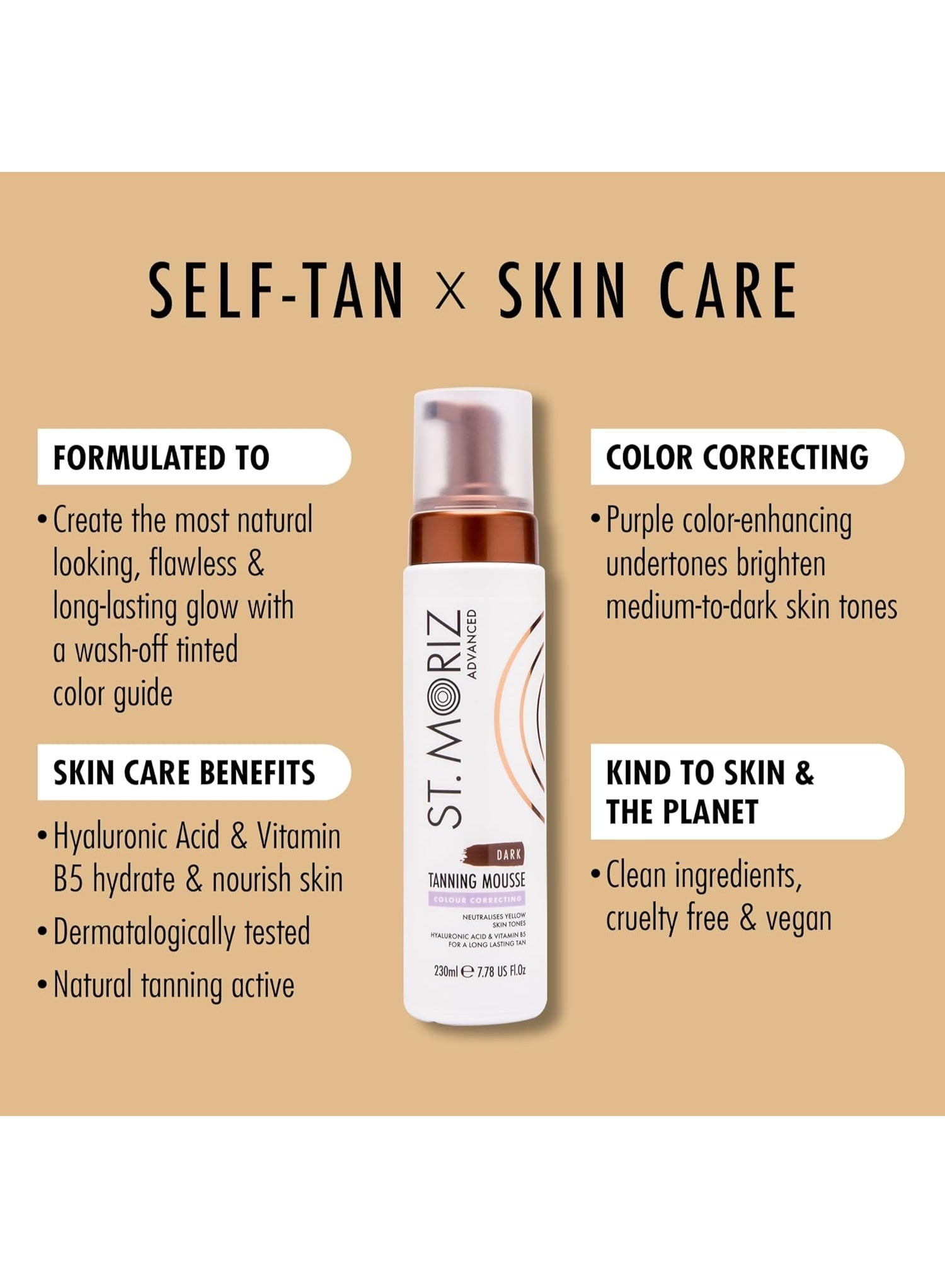 acid vitamin, advanced colour, advanced colour correcting, colour correcting, colour correcting tanning, correcting tanning, correcting tanning mousse, dermatologically tested, hyaluronic acid, hyaluronic acid vitamin, sensitive skin, skincare, st moriz,