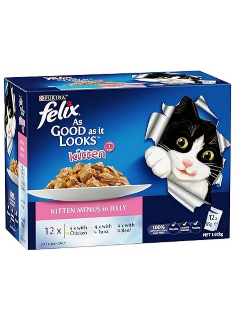 PURINA Felix Kitten Menus in Jelly Pouch Wet Food