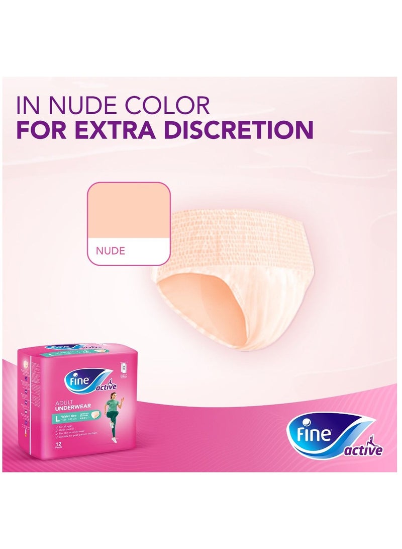 Fine Active Female Pull Up Diaper Large - 12 Pieces