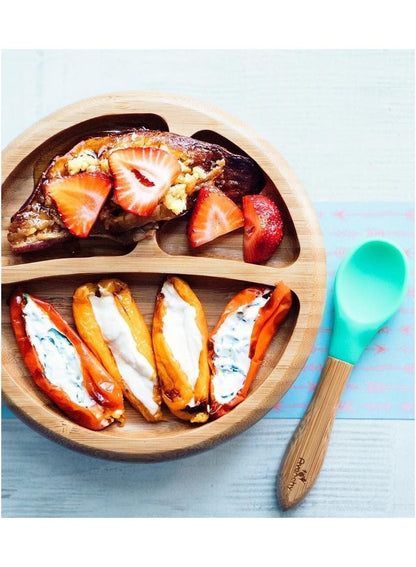 Avanchy Bamboo Suction Plate + Spoon Pink