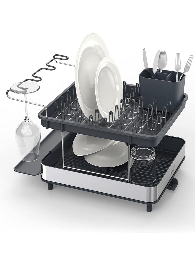 Joseph Joseph Excel Steel 2 Tier Dish Rack Black
