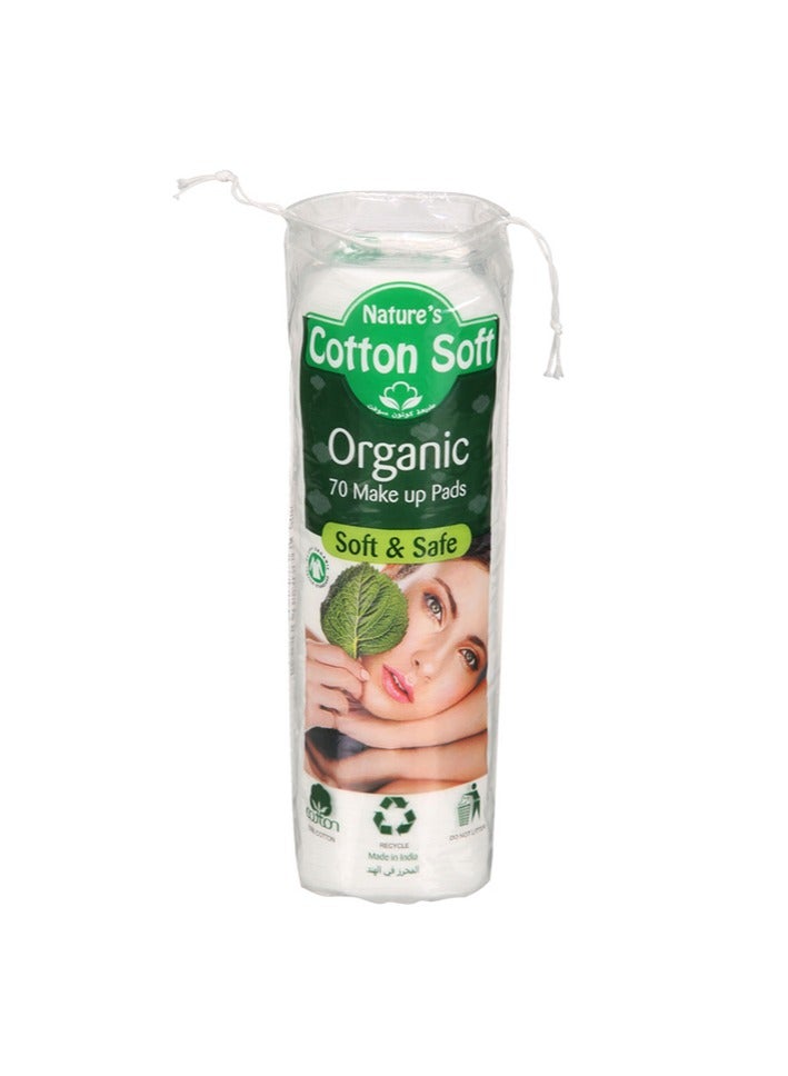 Nature'S Organic Cotton Soft Makeup Pads 70 Pieces