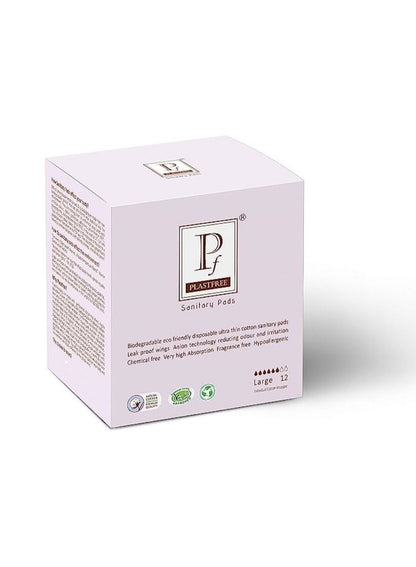 PLASTFREE Organic Large Sanitary Pads - 12 Pads