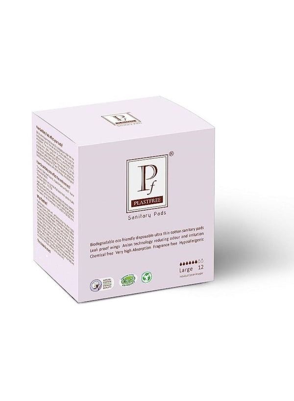 PLASTFREE Organic Large Sanitary Pads - 12 Pads