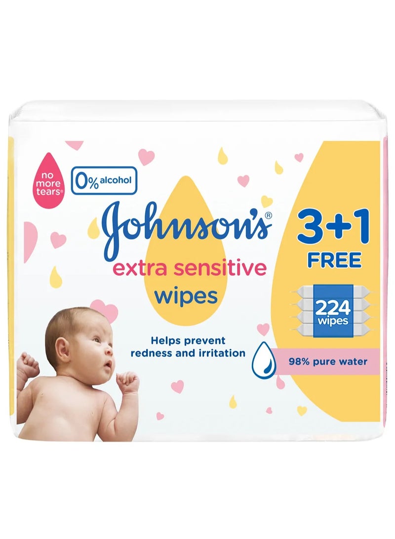 Johnson's Extra Sensitive 224 Wipes