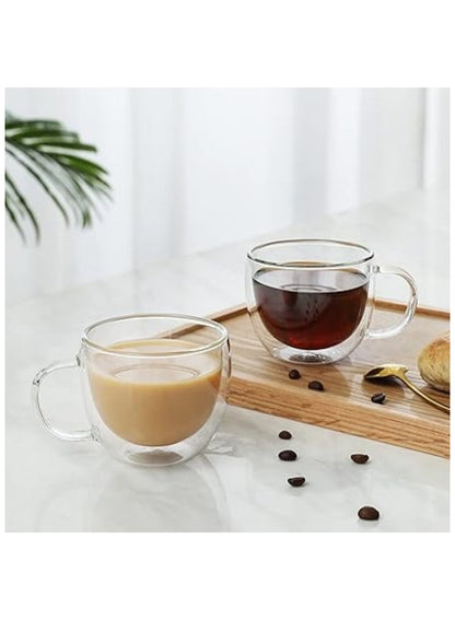 Cuisine Art Double Wall Glass Cups and Saucers