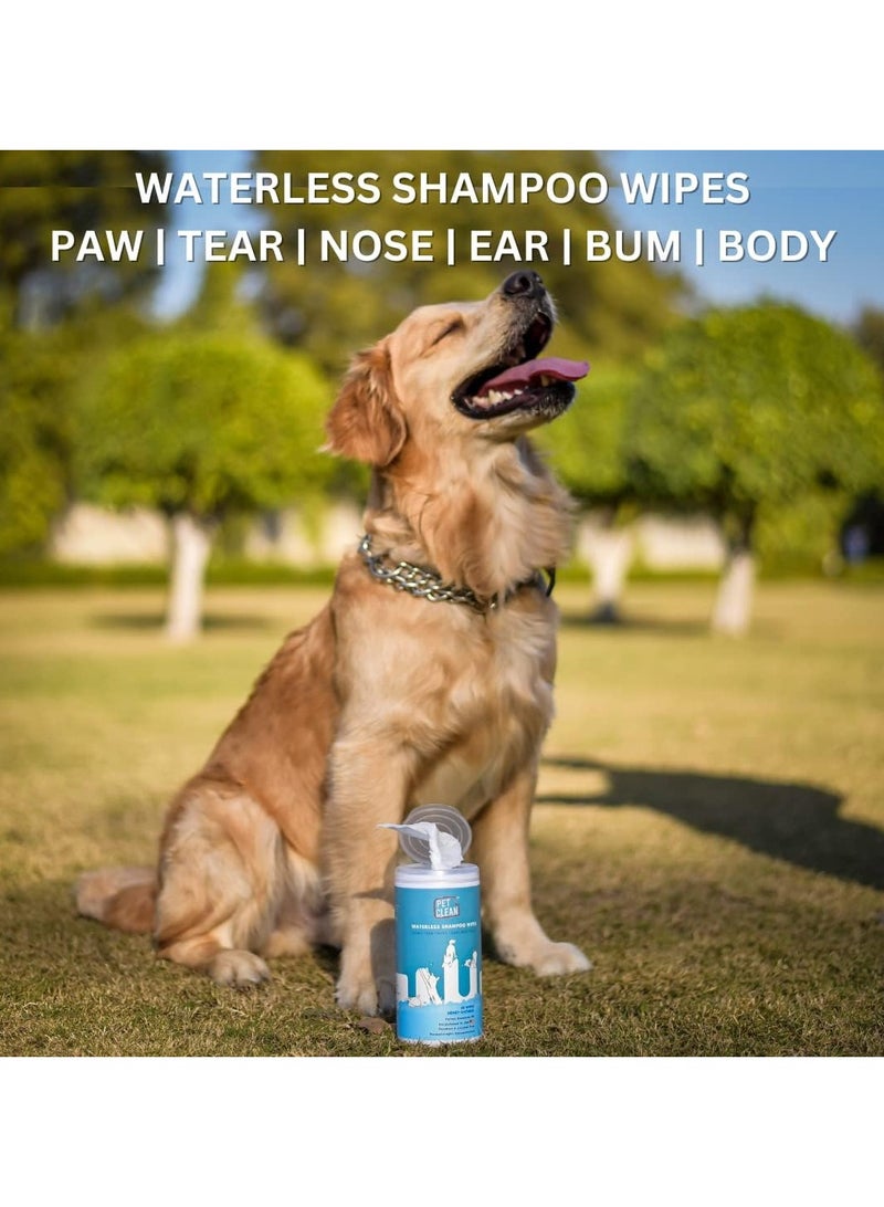 Pet Clean Waterless Shampoo Wipes for Dogs & Cats