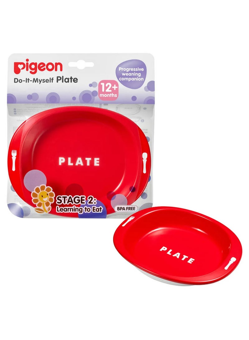 Pigeon Do-It-Myself Plate Red for Toddlers