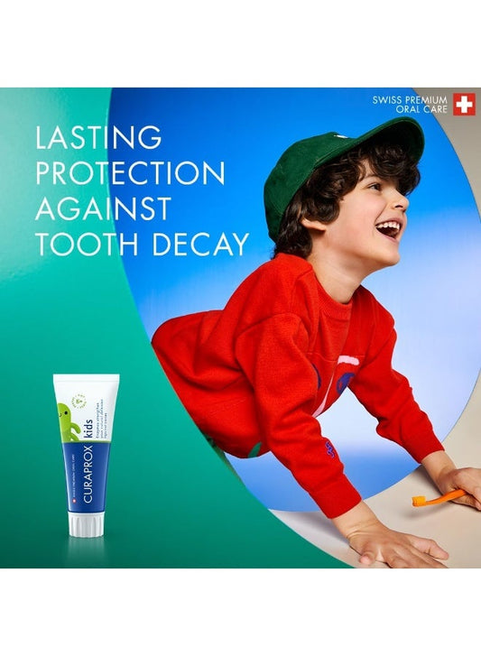 CURAPROX Kids Mint Flavour Toothpaste Fresh Mint Flavor For Children 6+ Enriched With Fluoride Gentle On Teeth Isls Free & Microplastic Free Formula 60 ML