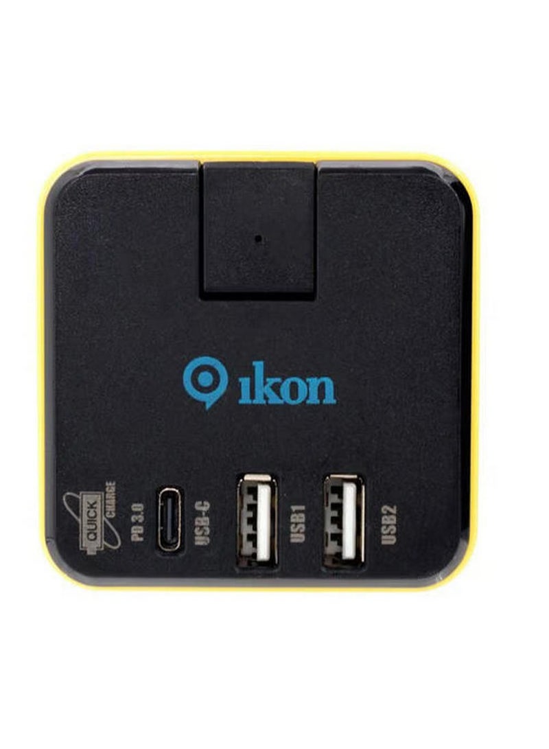 Ikon 3-Way Universal Socket with USB Ports