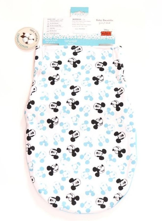 Disney Baby Swaddle White Blue - Soft Organic Cotton