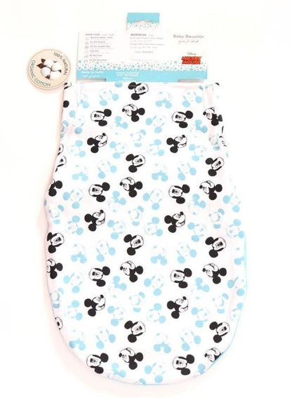 Disney Baby Swaddle White Blue - Soft Organic Cotton