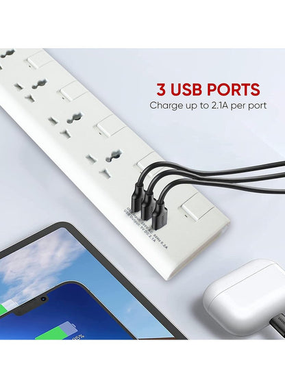 Elexon 4 Way Power Extension Socket with USB Port