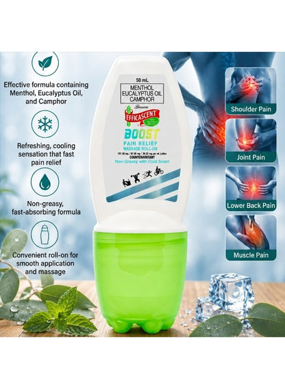back pain, boost pain, boost pain relief, efficascent, get back, gym bag, knee pain, massage roll-on, natural ingredients, pain knee, pain neck, pain relief, pain relief massage, relief massage, relief massage roll-on