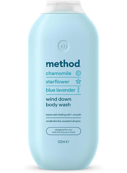 Method Wind Down Body Wash Shower Gel Chamomile + Starflower + Blue Lavender 532ML