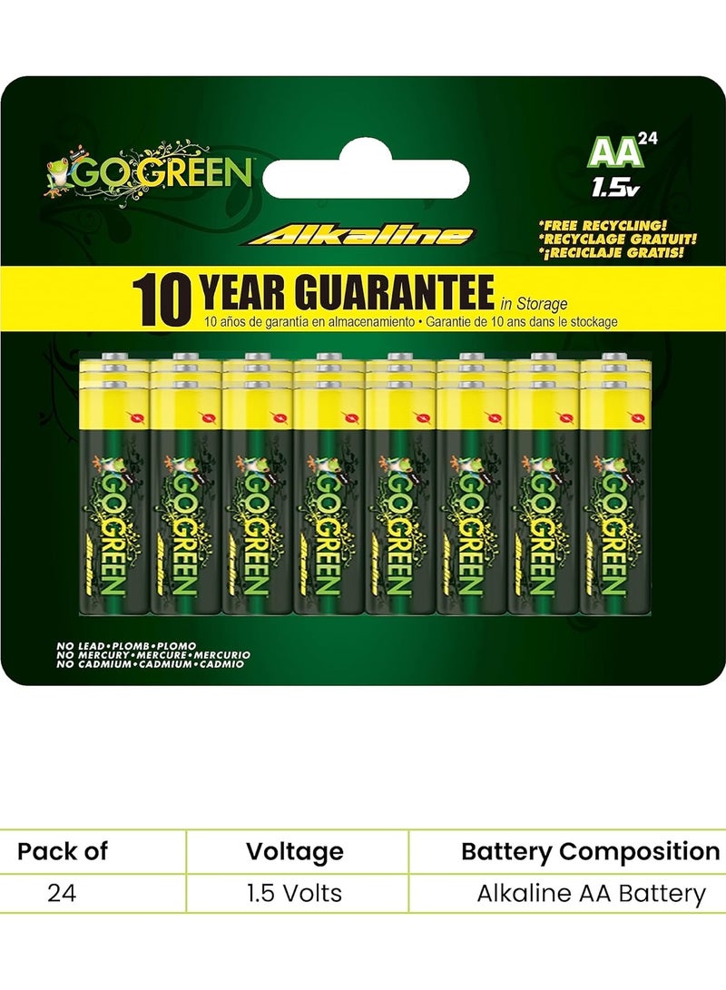 Eco Friendly Alkaline AA Batteries 24 Pcs - GO GREEN