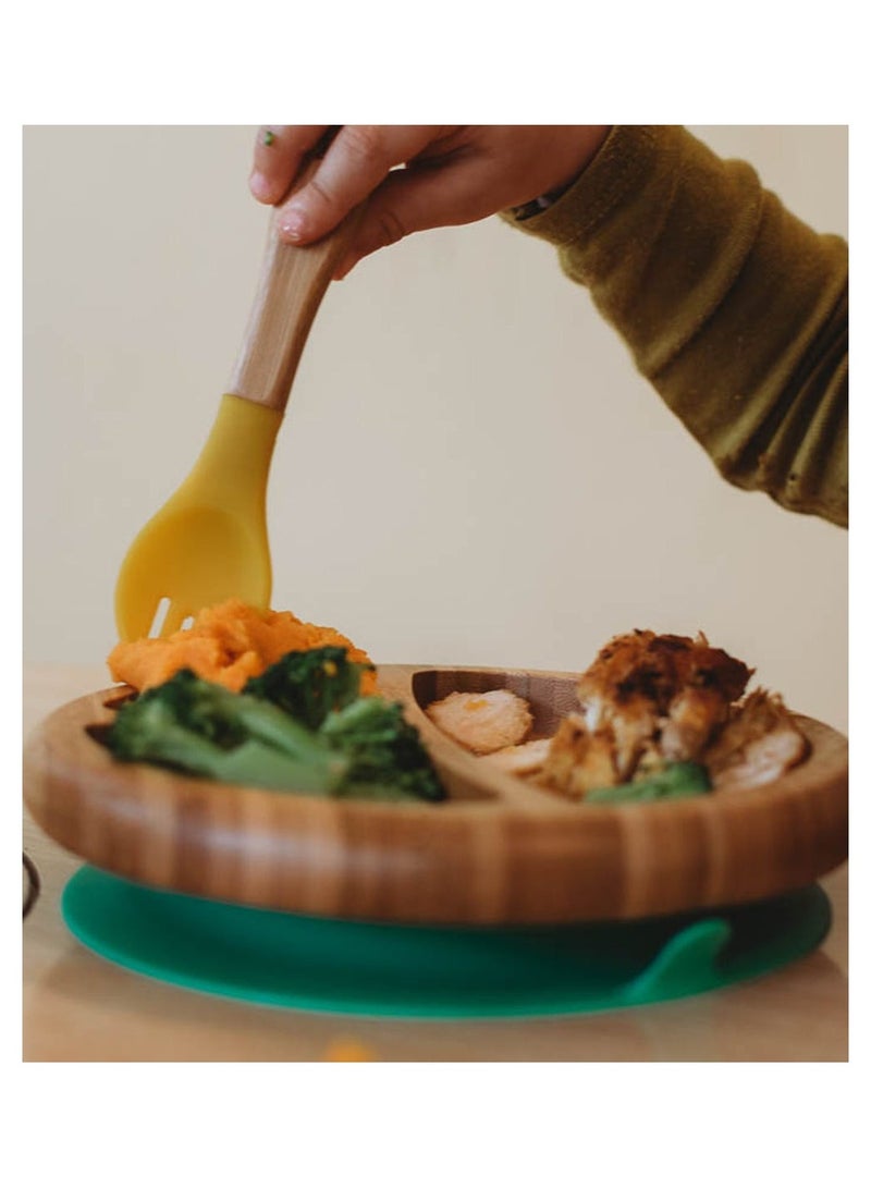 Avanchy Bamboo Suction Plate + Spoon Pink