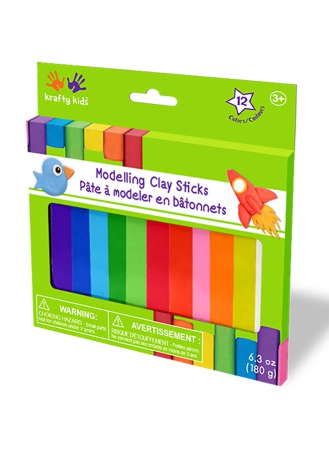 Krafty Kids Modelling Clay Sticks X 12 Assorted