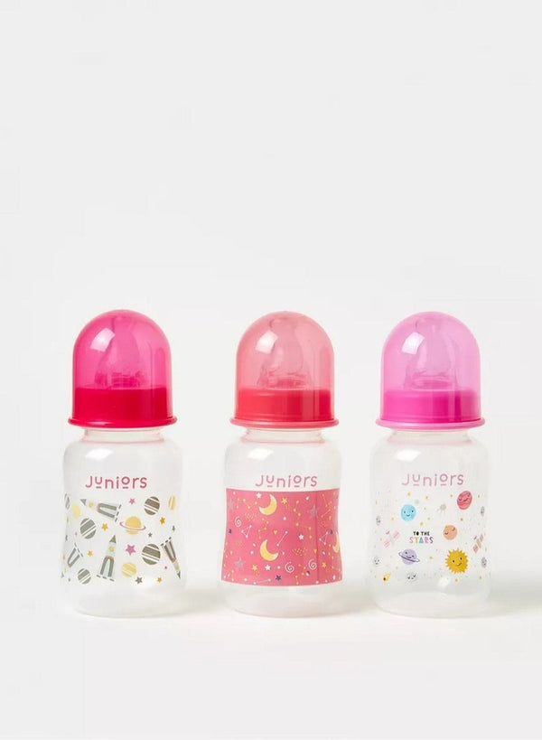 JUNIORS 3 Piece Printed Feeding Bottle Set 120 ml