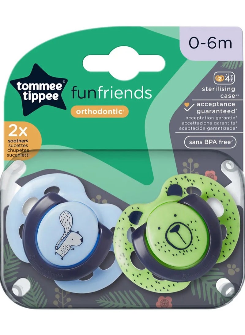 Tommee Tippee Fun Friends 2 Orthodontic Soothers