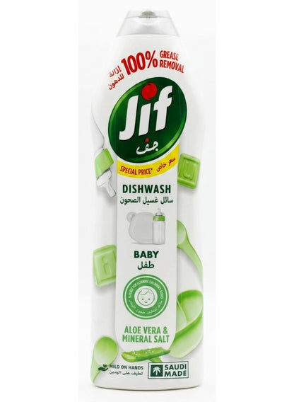 aloe vera, cleaning children, dermatologically tested, dishes 670ml, dishwashing liquid, dishwashing liquid mild, free key, hands aloe, hands aloe vera, jif, jif baby, liquid mild, mineral salt, natural ingredients, ones jif