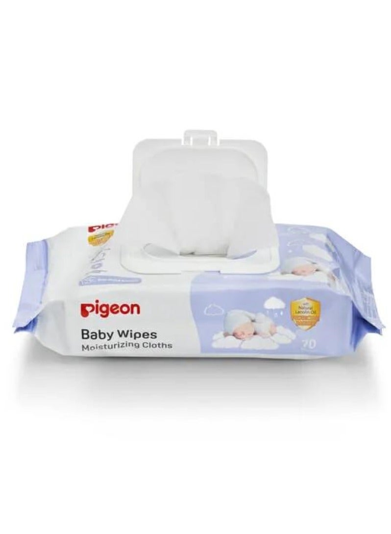 Pigeon Moisturizing Cloths With Lanolin 70 Wipes
