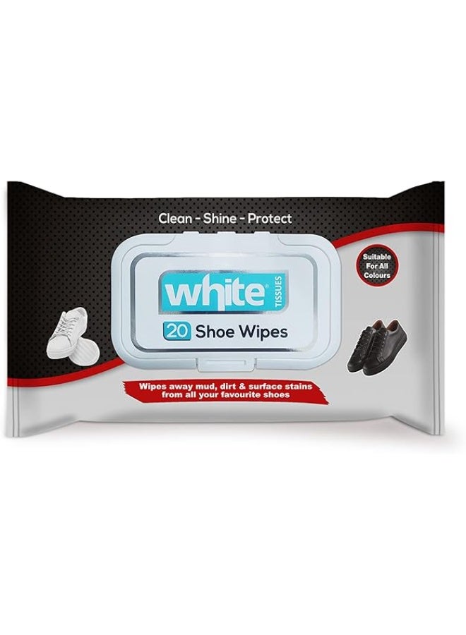 White TISSUES Shoes Wipes - 20 Wipes