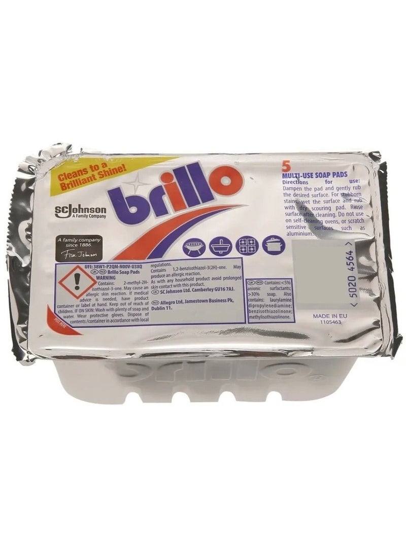 Brillo Multi-Use Soap Pad Pack - 5 Pcs