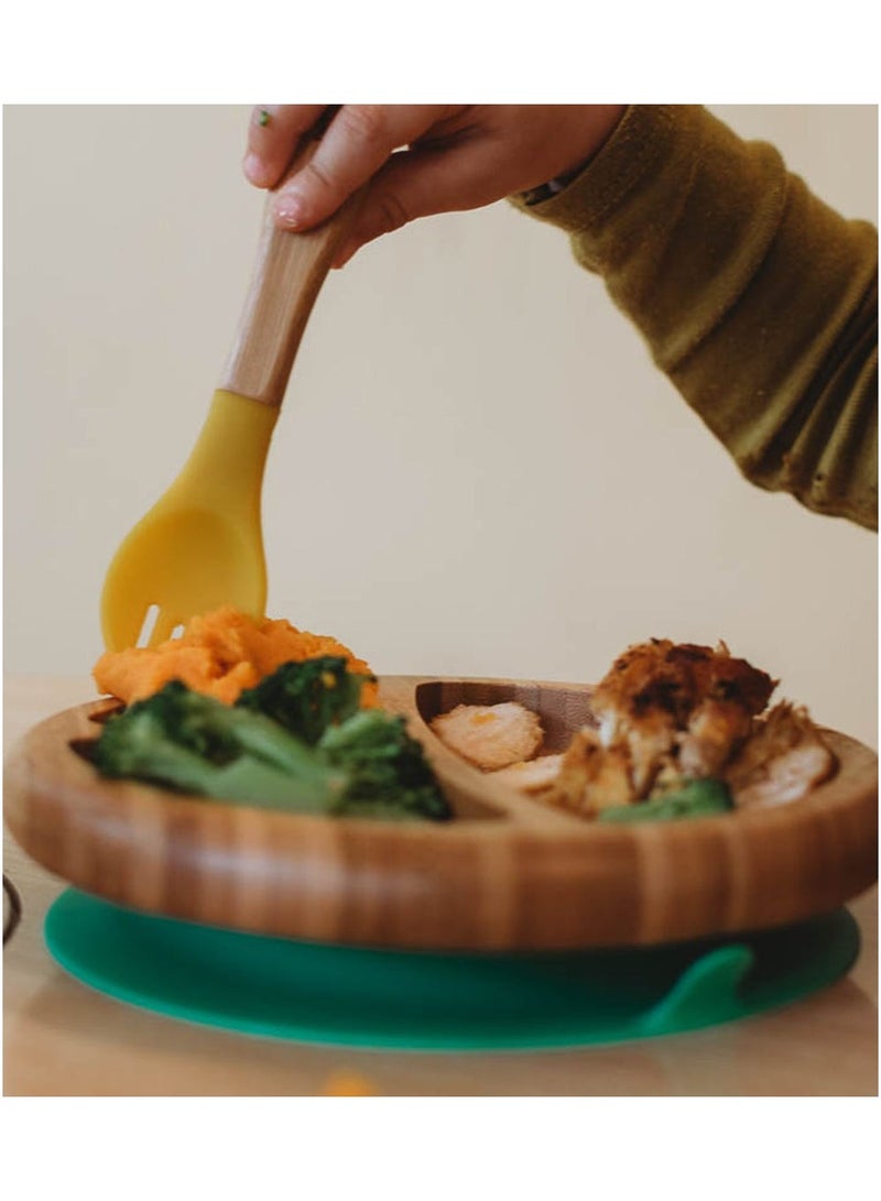 Avanchy Bamboo Suction Plate + Spoon Blue