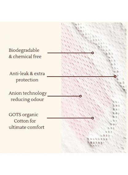 PLASTFREE Organic Large Sanitary Pads - 12 Pads