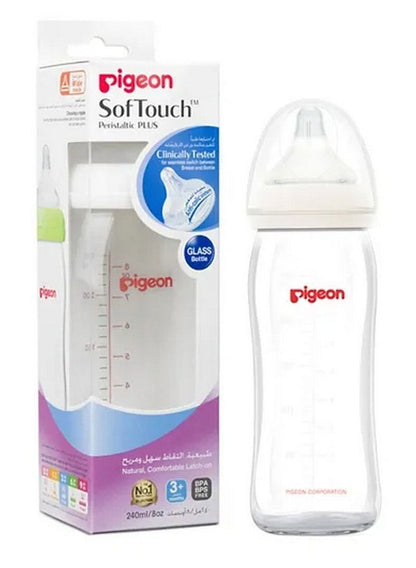Pigeon Softouch Wide Neck Glass Bottle - 240mL