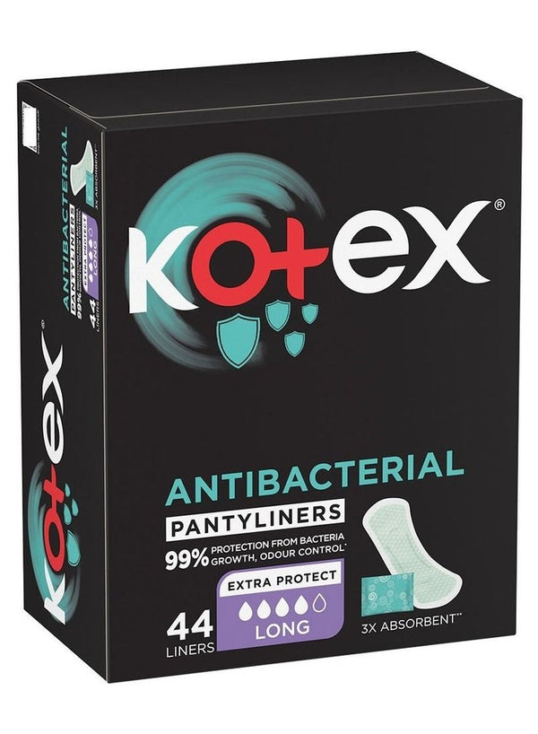 Kotex Antibacterial Pantyliners Long 44 Count
