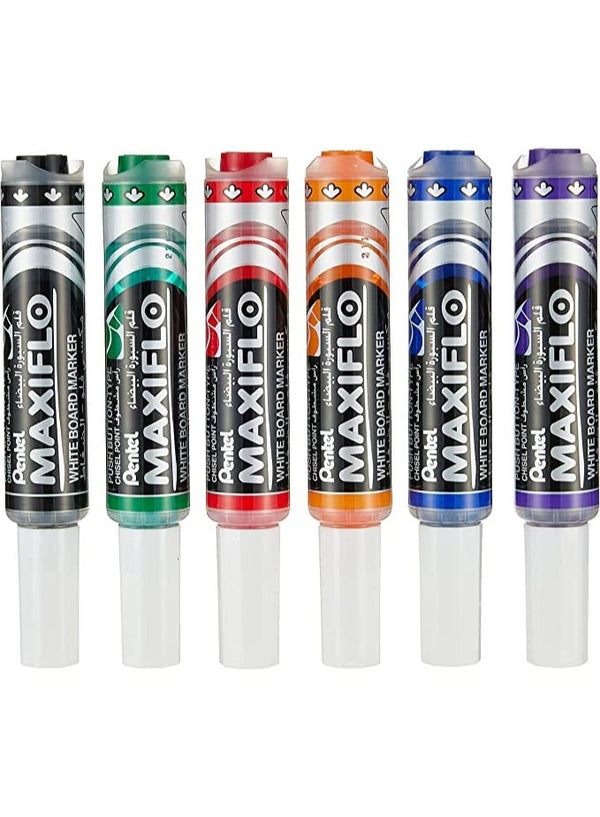 Pentel Maxiflo White Board Marker Set - 6 Colors