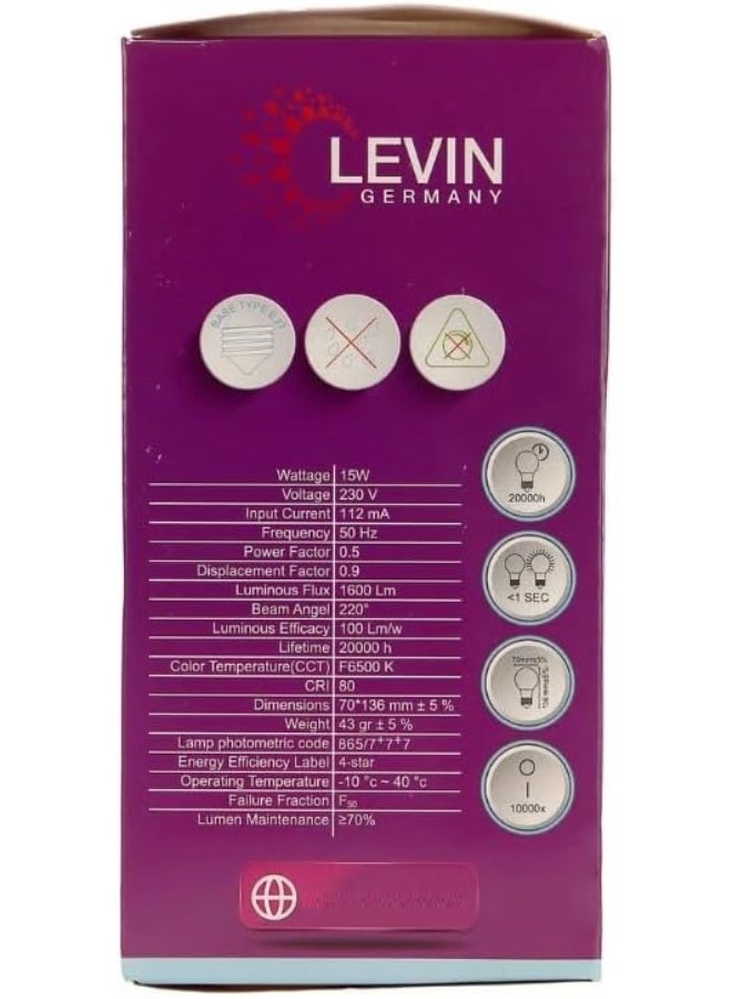 Levin Germany 6500K LED Bulb 15W